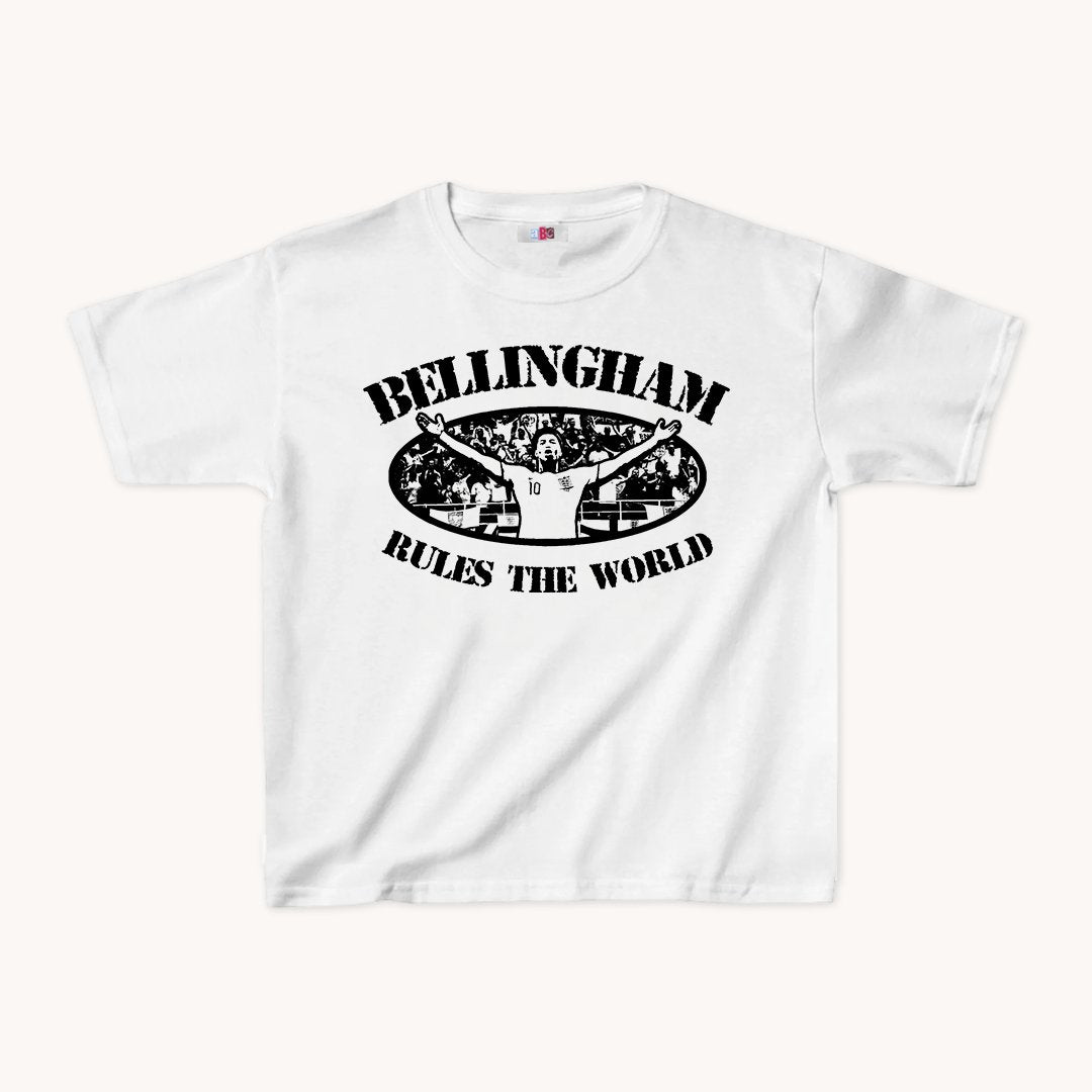 Jude Bellingham Rules The World England Football Euros Cropped Baby Teeabc tee Cute Womens Baby Tee - Y2K Crop Top - Summer Baby Tee - Ironic Slogan Tee - Summer Style 2024