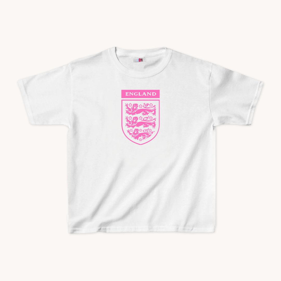 Pink Three Lions England Crest Cropped Baby Teeabc tee Cute Womens Baby Tee - Y2K Crop Top - Summer Baby Tee - Ironic Slogan Tee - Summer Style 2024