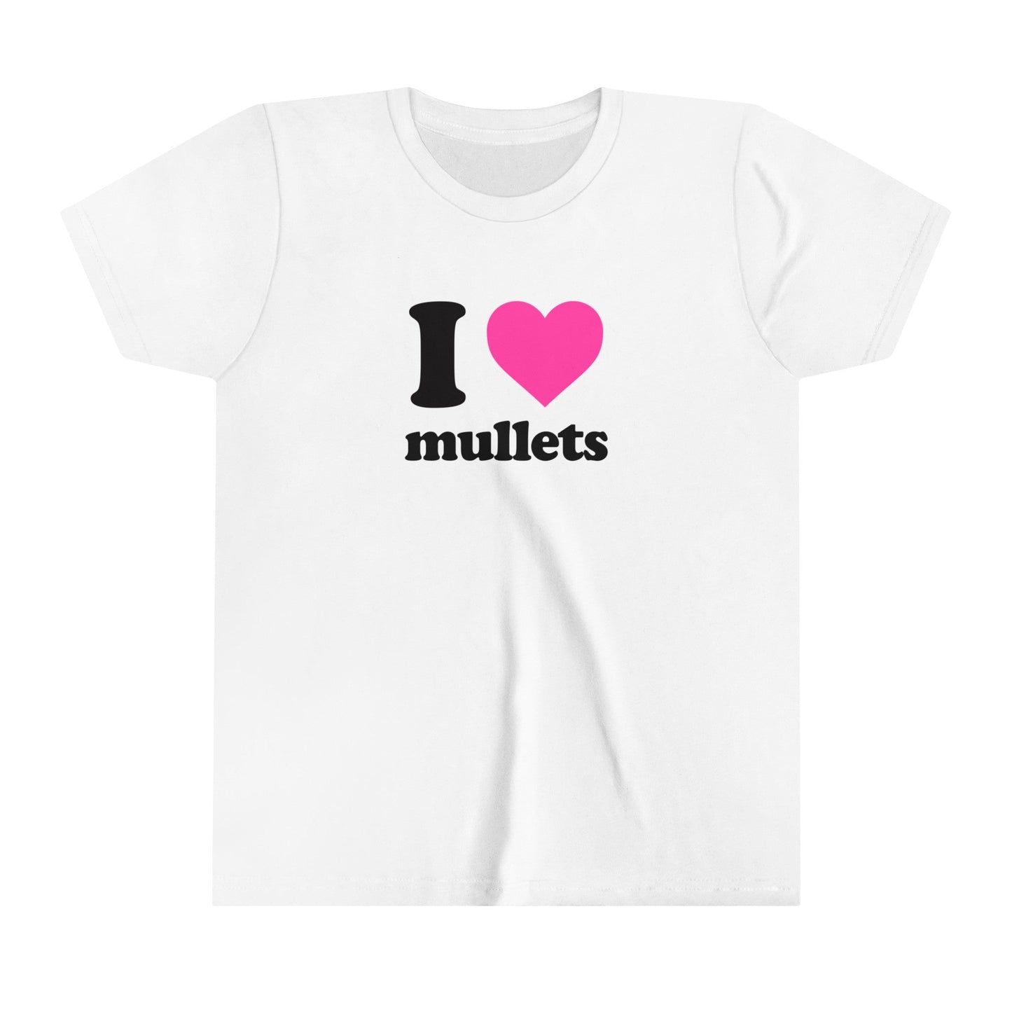 I Love Mullets Cropped Baby Tee Pink on Whiteabc tee Cute Womens Baby Tee - Y2K Crop Top - Summer Baby Tee - Ironic Slogan Tee - Summer Style 2024