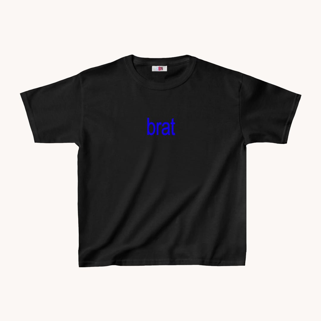 Brat Cropped Baby Tee Black - abc tee - Cute Womens Baby Tee - Y2K Crop Top - Summer Baby Tee - Ironic Slogan Tee - Summer Style 2024